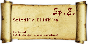 Szitár Eliána névjegykártya